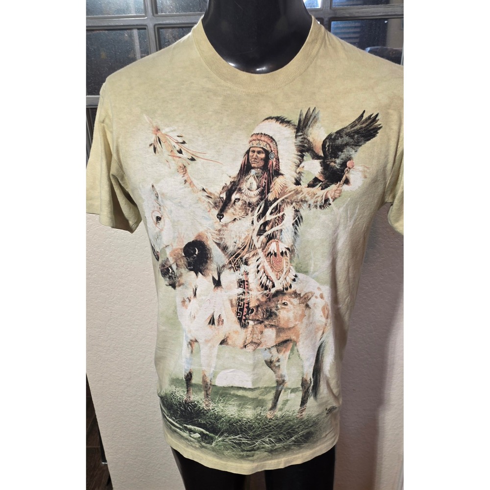 The Mountain Ruanne Manning Native American Eagle Wolf Graphic T-Shirt Mens M